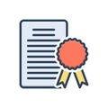 Color illustration icon for Licensing, certificate and warranty