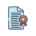 Color illustration icon for Licensing, certificates and document