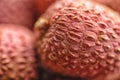 Lichee on wooden table, litchi, lychee fruit detail