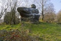 Lichen covered gritstone outcrop in North Yorkshire Royalty Free Stock Photo