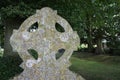 Lichen covered stone Celtic cross