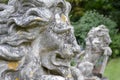 Lichen Weathered Lion Statues