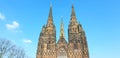 Lichfield cathedral Staffordshire detailed front facade and spires