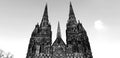 Lichfield cathedral Staffordshire detailed front facade and spires