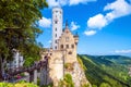 Lichtenstein Castle in summer. This beautiful castle is a landmark of Baden-Wurttemberg Royalty Free Stock Photo