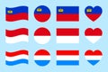 Lichtenstein, Monaco, Luxembourg, flags vector set. Flat isolated icons. Monacan, Liechtensteiner, Luxembourg natioanal