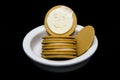 Licked Cream Filling Face in a Yellow Cookie Royalty Free Stock Photo