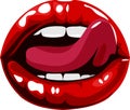 Licking red lips illustration Royalty Free Stock Photo