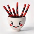 Licorice stick candy red black happy face Royalty Free Stock Photo