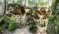 Licu Langu Sandstone Cliffs. The Big Langu Cave. Sand Formations at Lode Royalty Free Stock Photo