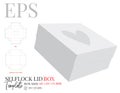 Lid Box Template. Vector with Die Cut / Laser Cutting. White, clear, blank, isolated Heart Box with mock up Royalty Free Stock Photo