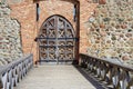 LIDA, BELARUS - May, 2018: Gate on Lida castle on a sunny summer day