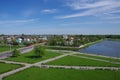 LIDA, BELARUS - May, 2018: Top view of the old town