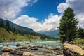 Lidder river flowing through picturesque Pahalgam