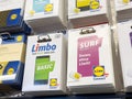 Lidl connect mobile plans display with basic and surf options Royalty Free Stock Photo