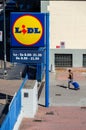 Lidl discount supermarket sign, Milan, Italy