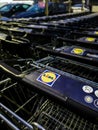 Lidl shopping carts Royalty Free Stock Photo