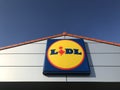 Lidl store sign with blue sky