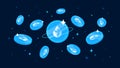 Lido stETH STETH coins falling from the sky. STETH cryptocurrency concept banner background