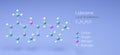 lidocaine molecule, molecular structures, lignocaine, 3d model, Structural Chemical Formula and Atoms with Color Coding Royalty Free Stock Photo