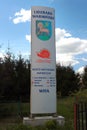 Roadside welcome sign in Lidzbark Warminski, Poland