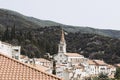 AmÃ©lie-Les-Bains, June 26, 2023, France - View of the church and bell tower in the spa town of AmÃ©lie-les-Bains