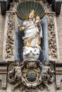 The Liebfrauenkirche with the niche figure of Mary in Downtown of Koblenz, Germany Royalty Free Stock Photo