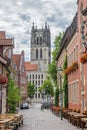 Liebfrauenkirsche church and cobblestoned street in Munster