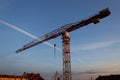 Liebherr construction crane on the bus station in Poland Opole 08.10.2020