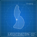 Liechtenstein blueprint map template with capital.