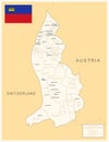 Liechtenstein - detailed map with administrative divisions and country flag