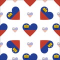 Liechtenstein flag heart seamless pattern.