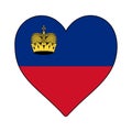 Liechtenstein Heart Shape Flag. Love Liechtenstein. Visit Liechtenstein. Western Europe. Europe. European Union. Vector