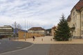 Liechtenstein - 2 Jan 2023: the pedestrian entrance in ceramic bricks in the center of Vaduz.