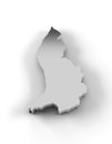 Liechtenstein map 3D in silver and including clipping path Royalty Free Stock Photo