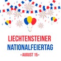 Liechtenstein National Day lettering in German. Liechtenstein Independence Day typography poster. Vector template for banner,