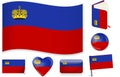 Liechtenstein national flag vector illustration in different shapes.
