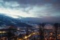 Liechtenstein in winter. Aerial view of Vaduz, Liechtenstein