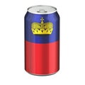 Liechtensteiner flag painted on the drink metallic can. 3D rendering
