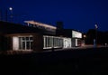 Liedekerke, East Flemish Region, Belgium - Night view over contemporary buiding of the local railway station