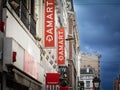 LIEGE, BELGIUM - NOVEMBER 9, 2022: Damart logo in front of their main store for Liege. Damart is a French clothing company,