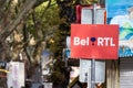 LIEGE, BELGIUM - NOVEMBER 9 2022: Logo of BEL RTL by their office in Liege. Bel RTL, or Radio Television Luxembourg is a Belgian