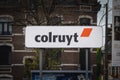 LIEGE, BELGIUM - NOVEMBER 9, 2022: Logo of Colruyt Supermarket on their store of Liege. Colruyt is a belgian retail group