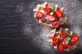 Liege waffles with fresh strawberries, powdered sugar closeup on Royalty Free Stock Photo