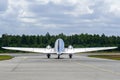 Liepaja, Latvia - August 07, 2022: Douglas DC3 plane before taking off from an airport runway Royalty Free Stock Photo