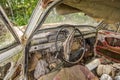 Liepaja, Latvia- July 5, 2023: broken soviet motor vehicle VAZ 2101, old car Lada in the yard, abandoned car Royalty Free Stock Photo