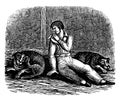He that Lies Down With the Dogs, Will Rise Up With the Fleas, vintage illustration