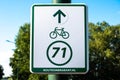 Lieshout, North Brabant, The Netherlands, July 10, 2024 Blue sign of the bicycle path node system Royalty Free Stock Photo