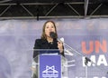 Lieutenant Governor Eleni Kounalakis speaking at a Rally Against Anti-Semitism Royalty Free Stock Photo