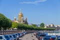 Lieutenant Schmidt embankment with the Church of the Assumption of the Blessed Virgin Mary in Saint Petersburg, Russia Royalty Free Stock Photo